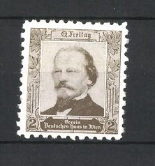 Bild des Verkufers fr Reklamemarke Schirftsteller Gustav Freytag im Portrait zum Verkauf von Bartko-Reher