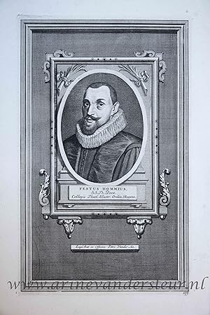 [Portrait print of theologian/theoloog Festus Hommius] FESTUS HOMMIUS, 1715-1716.