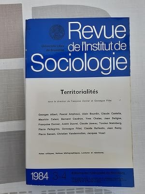 Bild des Verkufers fr Revue de l'Institut de Sociologie. Territorialits. 1984 3-4. zum Verkauf von Georgios Dragozis