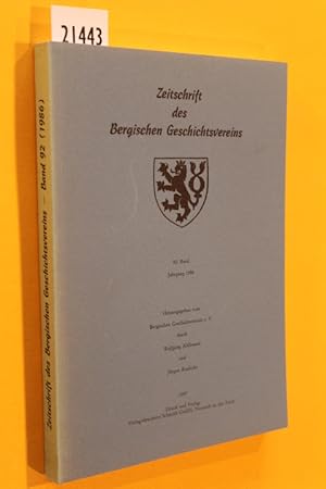 Seller image for Zeitschrift des Bergischen Geschichtsvereins (ZBGV). 92. Band, Jahrgang 1986 for sale by Antiquariat Tintentraum