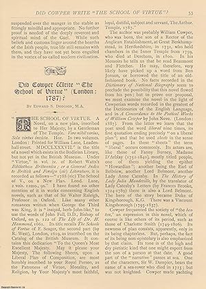 Image du vendeur pour Did Cowper Write The School of Virtue, London, 1787 ? An original article from The Antiquary Magazine, 1915. mis en vente par Cosmo Books