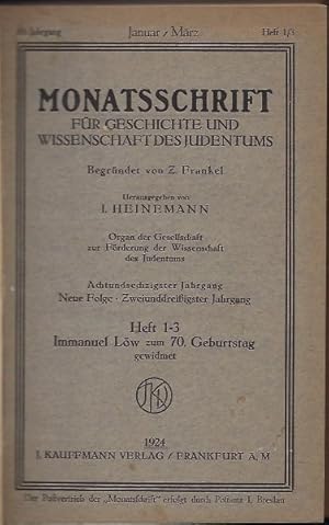 Monatsschrift für Geschichte und Wissenschaft des Judentums. Begründet von Z. Frankel. 68. Jahrga...