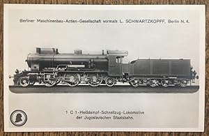 Image du vendeur pour 1 C 1-Heidampf-Schnellzug-Lokomotive der Jugoslavischern Staatsbahn : Original-Silber-Fotografie. - rckseitig technische Daten.- mis en vente par Antiquariat an der Stiftskirche