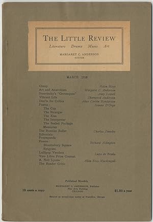 Bild des Verkufers fr The Little Review - Vol. 3, No. 1: March, 1916 zum Verkauf von Between the Covers-Rare Books, Inc. ABAA