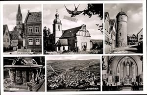 Ansichtskarte / Postkarte Laudenbach an der Bergstraße, Herkels Turm, Marienbrunnen, Grabmal, Pan...