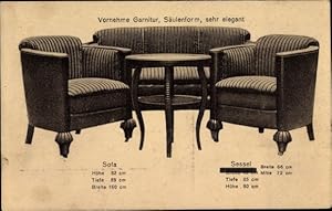 Ansichtskarte / Postkarte Sitzgruppe, Sofa, vornehme Garnitur, Säulenform, Reklame, R. Sommer, Ha...