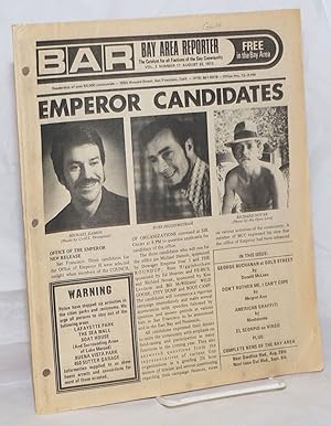 Image du vendeur pour B.A.R. Bay Area Reporter: the catalyst for all factions of the gay community; vol. 3, #17, August 22, 1973: Emperor Candidates mis en vente par Bolerium Books Inc.