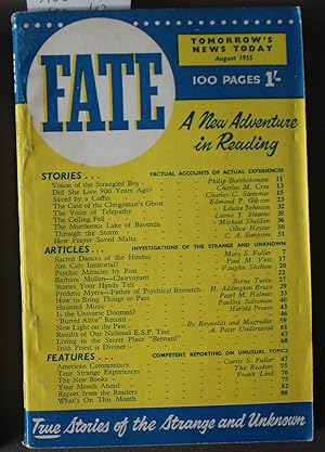 Bild des Verkufers fr FATE (UK Edition Pub. ; Pulp Digest Magazine); Vol. 1, No. 10, Issue 10, August 1955 A New Adventure in Reading zum Verkauf von Comic World