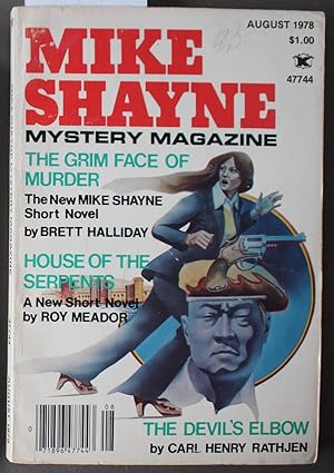 Imagen del vendedor de MIKE Shayne - Mystery Magazine (Pulp Digest Magazine); Vol. 42, No. 8 August 1978 Published by Renown Publications Inc. - The Grim Face Of Murder by Brett Halliday; House Of Serpents by Roy Meador; The Devils Elbow by Carl Henry Rathjen a la venta por Comic World