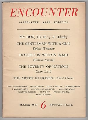 Bild des Verkufers fr Encounter 6 (Volume 2, Number 3, March 1954) -- includes an early version of My Dog, Tulip by J. R. Ackerley zum Verkauf von Philip Smith, Bookseller