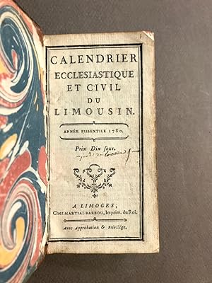 Calendrier ecclesiastique et civil du limousin. Année bissextile 1780.