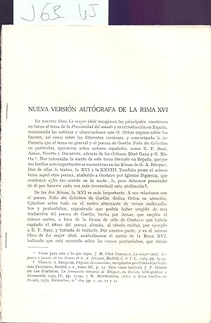 Imagen del vendedor de NUEVA VERSION AUTOGRAFA DE LA RIMA XVI (BECQUER) a la venta por Libreria 7 Soles