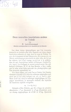 Seller image for DEUX NOUVELLES INSCRIPTIONS ARABES DE TOLEEO for sale by Libreria 7 Soles