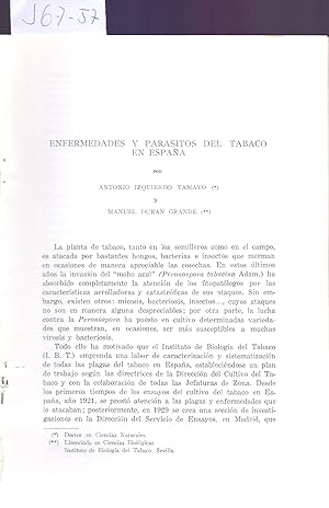 Immagine del venditore per ENFERMEDADES Y PARASITOS DEL TABACO EN ESPAA venduto da Libreria 7 Soles