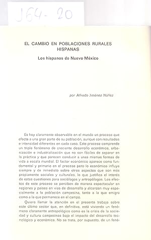 Seller image for EL CAMBIO EN POBLACIONES RURALES HISPANAS - LOS HISPANOS DE NUEVO MEXICO for sale by Libreria 7 Soles