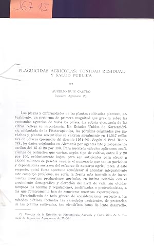 Seller image for PLAGUICIDAS AGRICOLAS: TOXICIDAD RESIDUAL Y SALUD PUBLICA for sale by Libreria 7 Soles