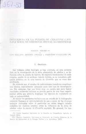 Seller image for INFLUENCIA EN LA PUESTA DE CERATITIS CAPITATA WIED. DE DISTINTAS DIETAS ALIMENTICIAS for sale by Libreria 7 Soles