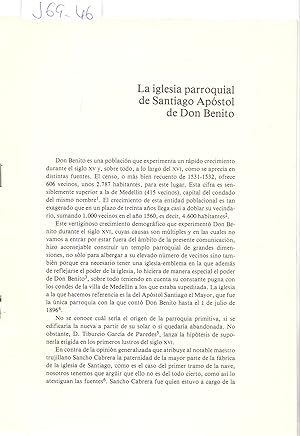 Bild des Verkufers fr LA IGLESIA PARROQUIAL DE SANTIAGO APOSTOL DE DON BENITO zum Verkauf von Libreria 7 Soles