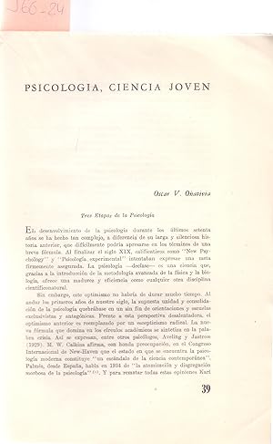 Seller image for PSICOLOGIA, CIENCIA JOVEN for sale by Libreria 7 Soles