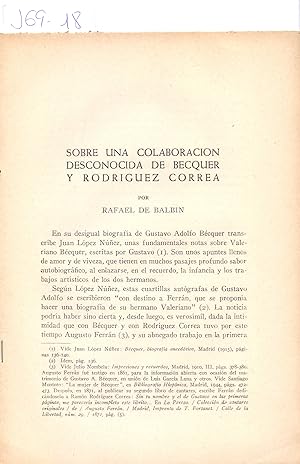 Bild des Verkufers fr SOBRE UNA COLABORACION DESCONOCIDA DE BECQUER Y RODRIGUEZ CORREA zum Verkauf von Libreria 7 Soles