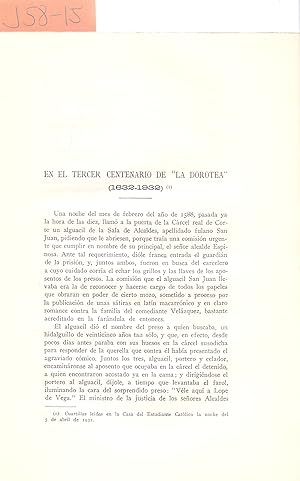 Imagen del vendedor de EN EL TERCER CENTENARIO DE LA "DOROTEA" (1632-1932) a la venta por Libreria 7 Soles