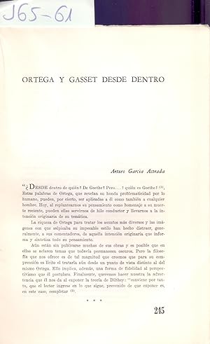 Image du vendeur pour ORTEGA Y GASSET DESDE DENTRO mis en vente par Libreria 7 Soles