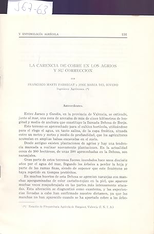 Bild des Verkufers fr LA CARENCIA DE COBRE EN LOS AGRIOS Y SU CORRECCION zum Verkauf von Libreria 7 Soles