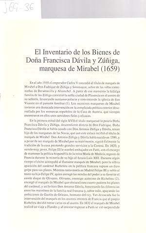 Seller image for EL INVENTARIO DE LOS BIENES DE DOA FRANCISCA DAVILA Y ZUIGA, MARQUESA DE MIRABEL (1659) for sale by Libreria 7 Soles