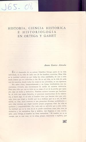 Image du vendeur pour HISTORIA, CIENCIA HISTORICA E HISTORIOLOGIA EN ORTEGA Y GASSET mis en vente par Libreria 7 Soles