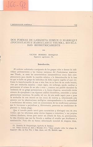 Seller image for DOS FORMAS DE LANGOSTA COMUN O MARROQUI (DOCIOSTAURUS MAROCCANUS THUNB) REVELADAS BIOMETRICAMENTE for sale by Libreria 7 Soles