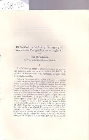 Seller image for EL COMBATE DE ROLDAN Y FERRAGUT Y SU REPRESENTACION GRAFICA EN EL SIGLO XII for sale by Libreria 7 Soles