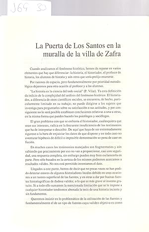 Immagine del venditore per LA PUERTA DE LOS SANTOS EN LA MURALLA DE LA VILLA DE ZAFRA (BADAJOZ) venduto da Libreria 7 Soles
