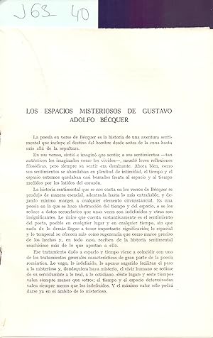 Seller image for LOS ESPACIOS MISTERIOSOS DE GUSTAVO ADOLFO BECQUER for sale by Libreria 7 Soles