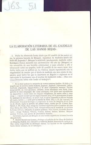 Seller image for LA ELABORACION LITERARIA DE EL CAUDILLO DE LAS MANOS ROJAS (BECQUER) for sale by Libreria 7 Soles