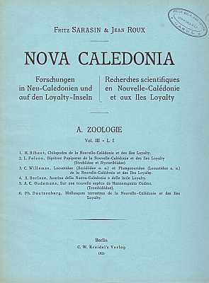 Bild des Verkufers fr Nova Caledonia: Forschungen in Neu-Caledonien und auf den Loyalty-Inseln / Recherches scientifiques en Nouvelle-Caldonie et aux Iles Loyalty. A. Zoologie, Vol. III L. I zum Verkauf von ConchBooks