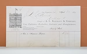 Seller image for A. L. Bancroft & Company Receipt for sale by Moe's Books