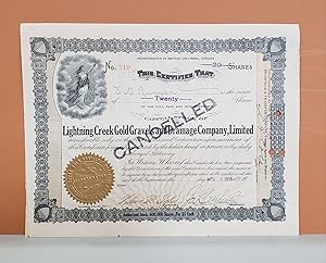 Lightning Creek Gold Gravels and Drainage Company Share Certificate No. 710