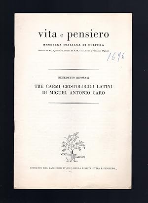 Seller image for Tre Carmi cristologici latini di Miguel Antonio Caro for sale by Sergio Trippini
