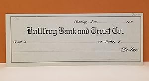 Bullfrog Bank and Trust Co. Check
