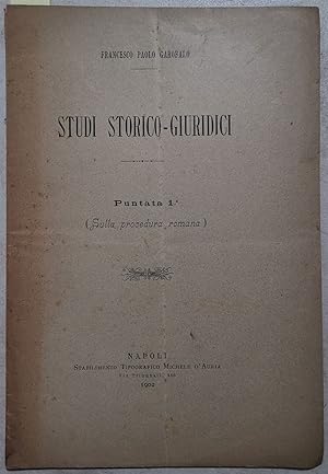 Bild des Verkufers fr Studi storico-giuridici puntata I (sulla procedura romana) zum Verkauf von Sergio Trippini