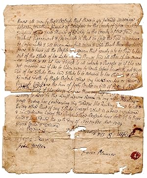 Benjamin Kimball Family Document. 1739 Marriage Agreement between Jonathan Kimball and Jane Pears...