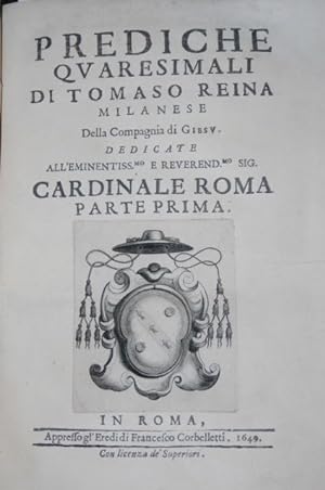 Bild des Verkufers fr Prediche quaresimali di Tomaso Reina. Parte Prima. zum Verkauf von Antiquariat  Braun