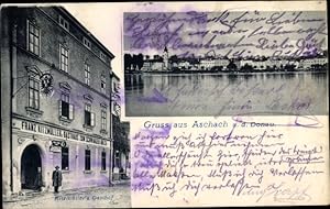 Mondschein Ansichtskarte / Postkarte Aschach an der Donau Oberösterreich, Donaupartie, Gasthaus -...