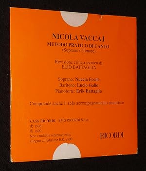 Bild des Verkufers fr Nicola Vaccaj - Metodo pratico di canto (Soprano o Tenore) - Revisione critico-tecnica di Elio Battaglia zum Verkauf von Abraxas-libris
