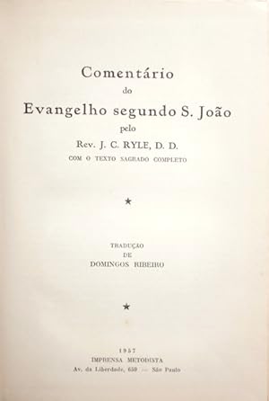 Bild des Verkufers fr COMENTRIO DO ENVANGELHO SEGUNDO S. JOO. zum Verkauf von Livraria Castro e Silva