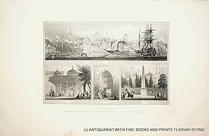 Turkey, Constantinople, (ISTANBUL), 4 views on one sheet 1) General view 2) Fountain of Ahmed III...