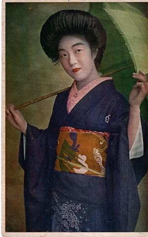 Japanese Woman Holding A Parasol, Postcard