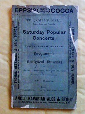 St. James's Hall. Saturday Popular Concerts, forty-third season. Programme and Analytical Remarks