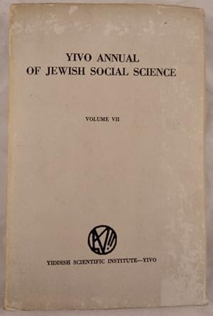 Bild des Verkufers fr YIVO ANNUAL OF JEWISH SOCIAL SCIENCE. VOLUME VII. zum Verkauf von KULTur-Antiquariat