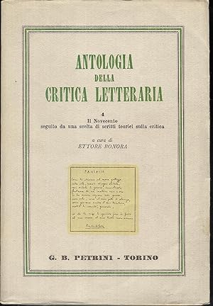 Imagen del vendedor de Antologia della critica letteraria 4 - Il Novecento seguito da una scelta di scritti teorici sulla critica a la venta por MULTI BOOK